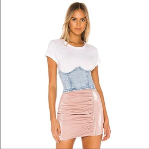 Revolve h:ours Brienne  pink ruched zip mini skirt